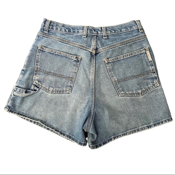 Vintage 90s Xhiliration High Rise Carpenter / Painter Denim Jean Shorts - Picture 1 of 7